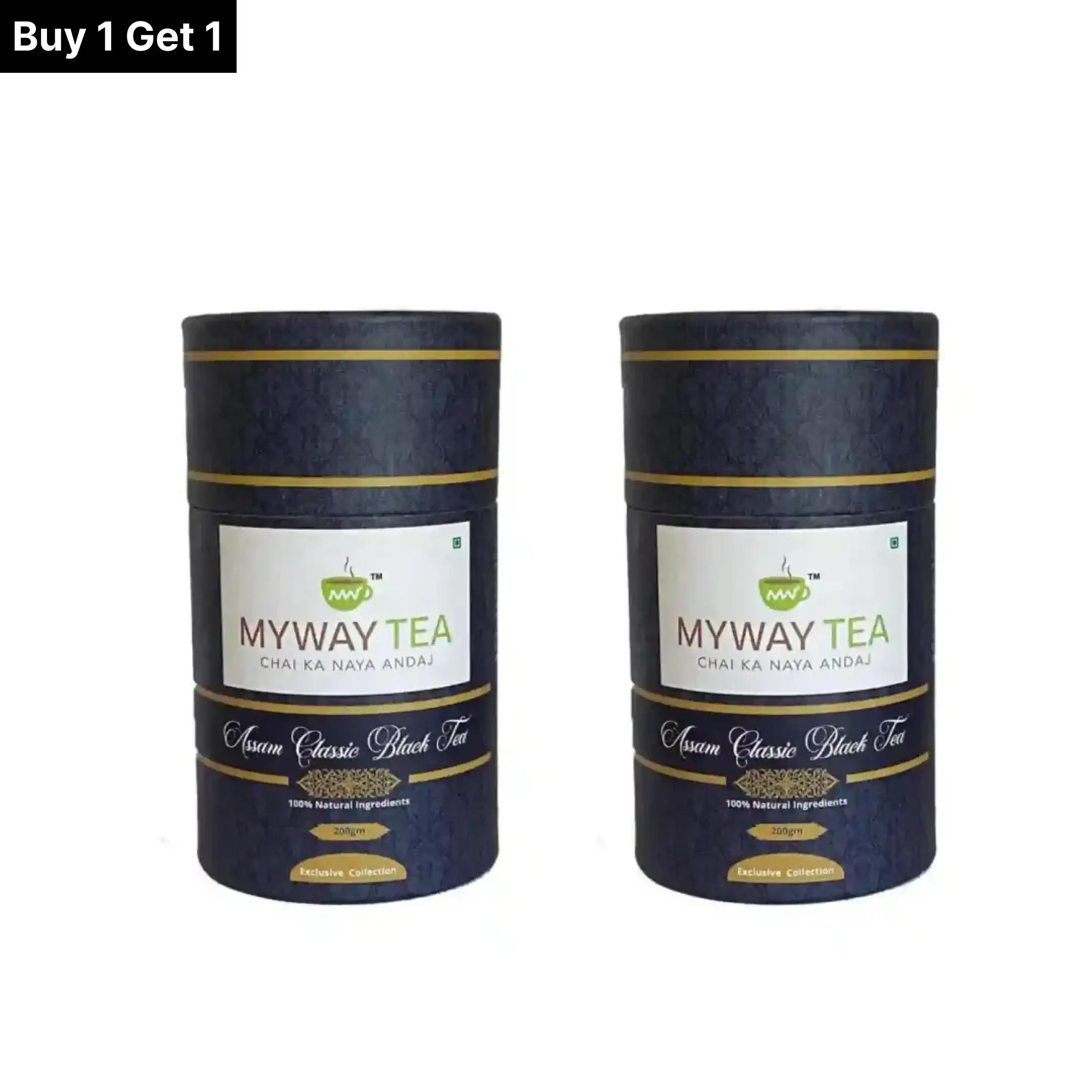 MYWAY TEA Assam Classic Black Tea Assam Chai Patti | Premium Black Tea Powder, Long Leaves | Single Origin Tea, Vacuum Packed, Fresh | Assam Tea | Black Tea Leaves | Tea Powder | Premium Chai Patti | Taste, Strong Aroma & Natural Colour | Fresh Loose Leaf (200 Gm) Pack of 2