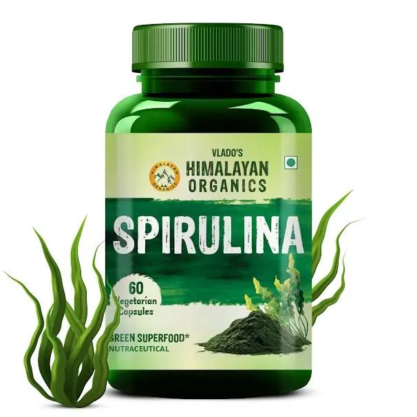 Vlado's Himalayan Organics Spirulina 2000mg Supplement | Green Food For Good Health Weight Management And Immunity Booster | Helps In Healthy Heart - 60 Vegetarian Capsules