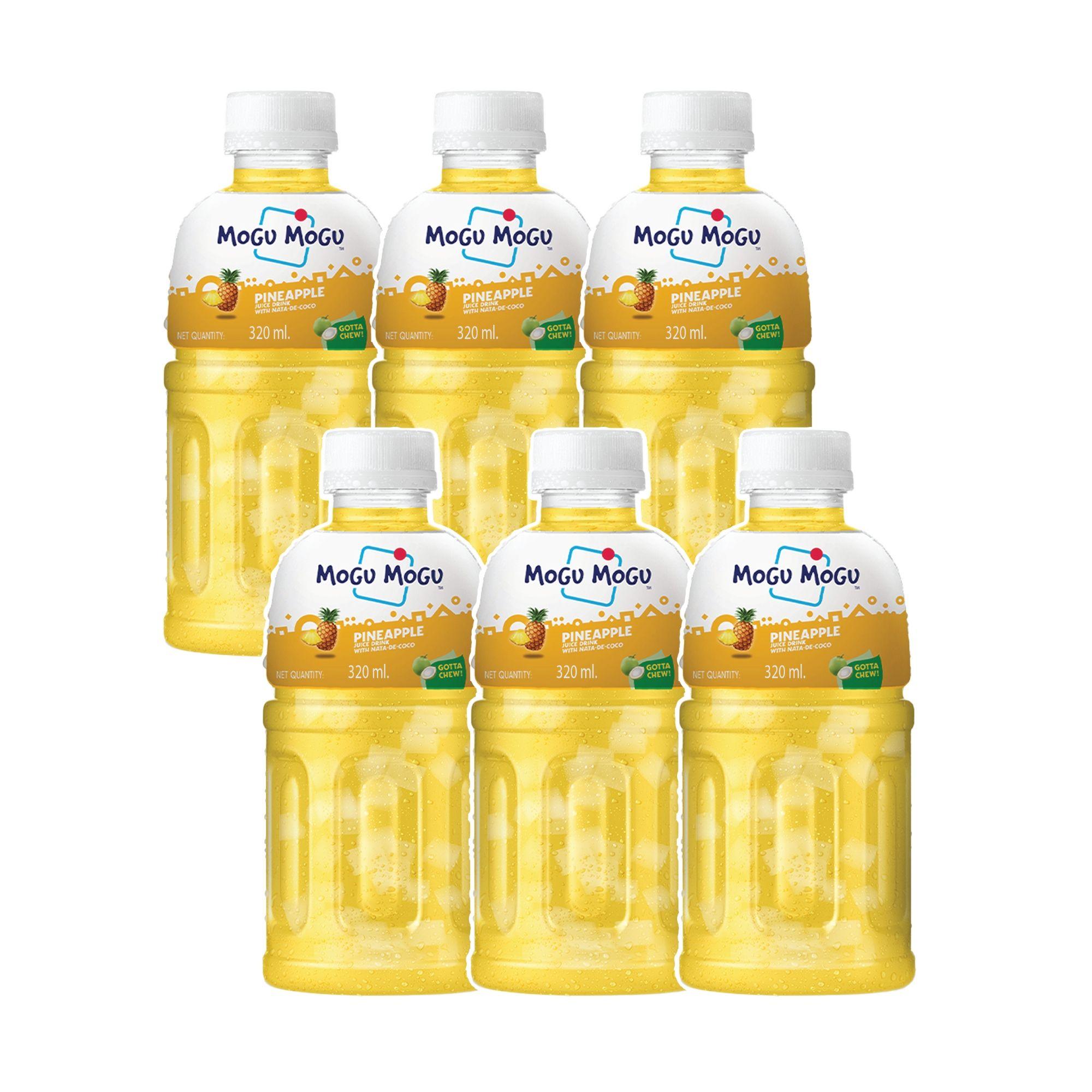 Mogu Mogu Pineapple Juice 25% with Nata De Coco 320ml (Pack of 6)