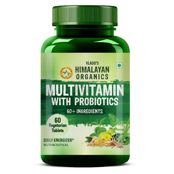 Vlado's Himalayan Organics Multivitamin with Probiotics (60 Tablets) 45 Ingredients for Men & Women with Vitamin C, D, E, B3, B12, Zinc, Giloy & Biotin