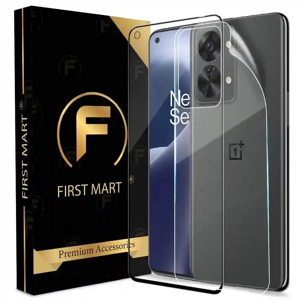 FIRST MART Tempered Glass and Clear Back Membrane for OnePlus Nord 2T 5G with Edge to Edge Screen Coverage and Easy Installation Kit