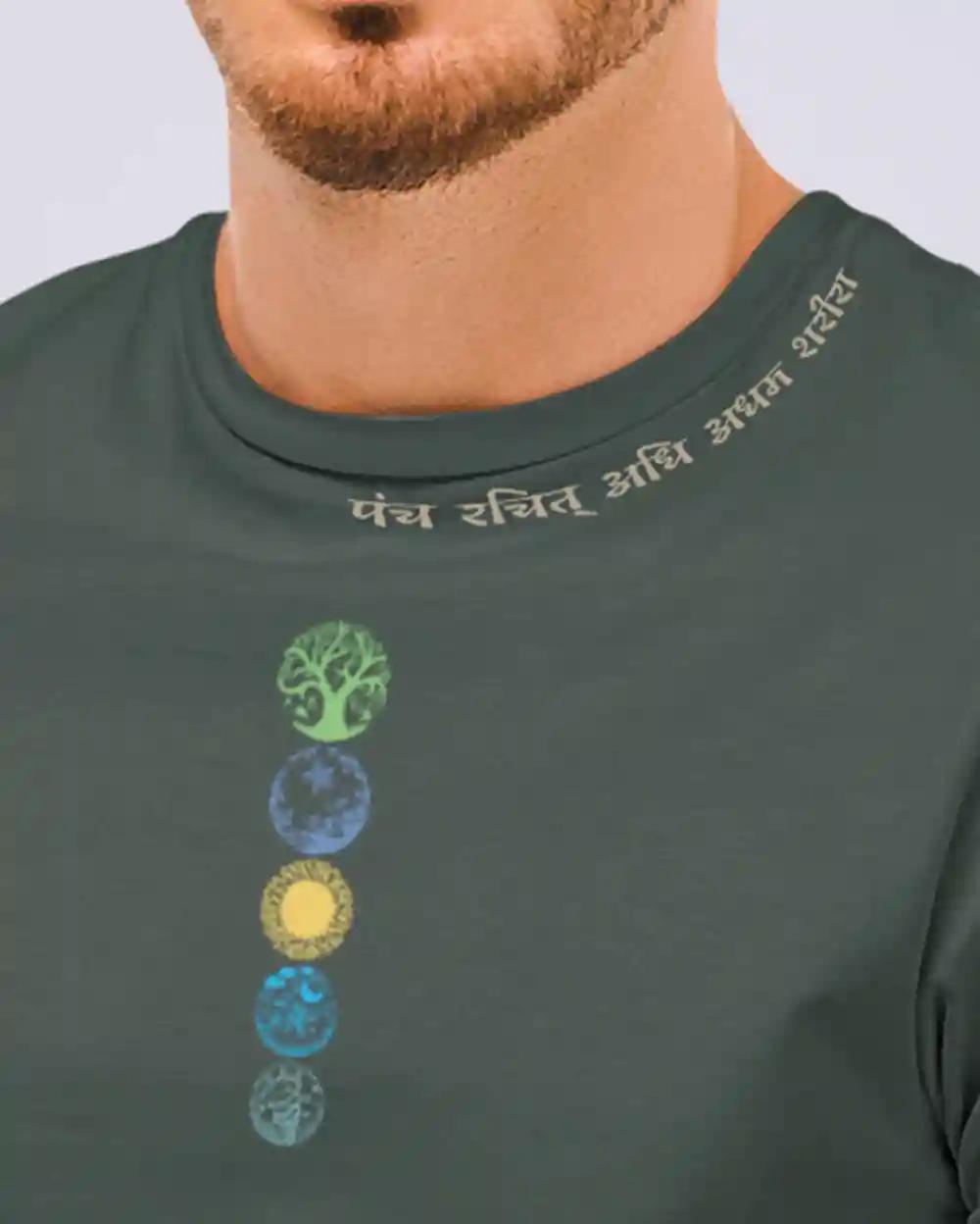 Panch Tattva Tshirt for men / Petrol Blue