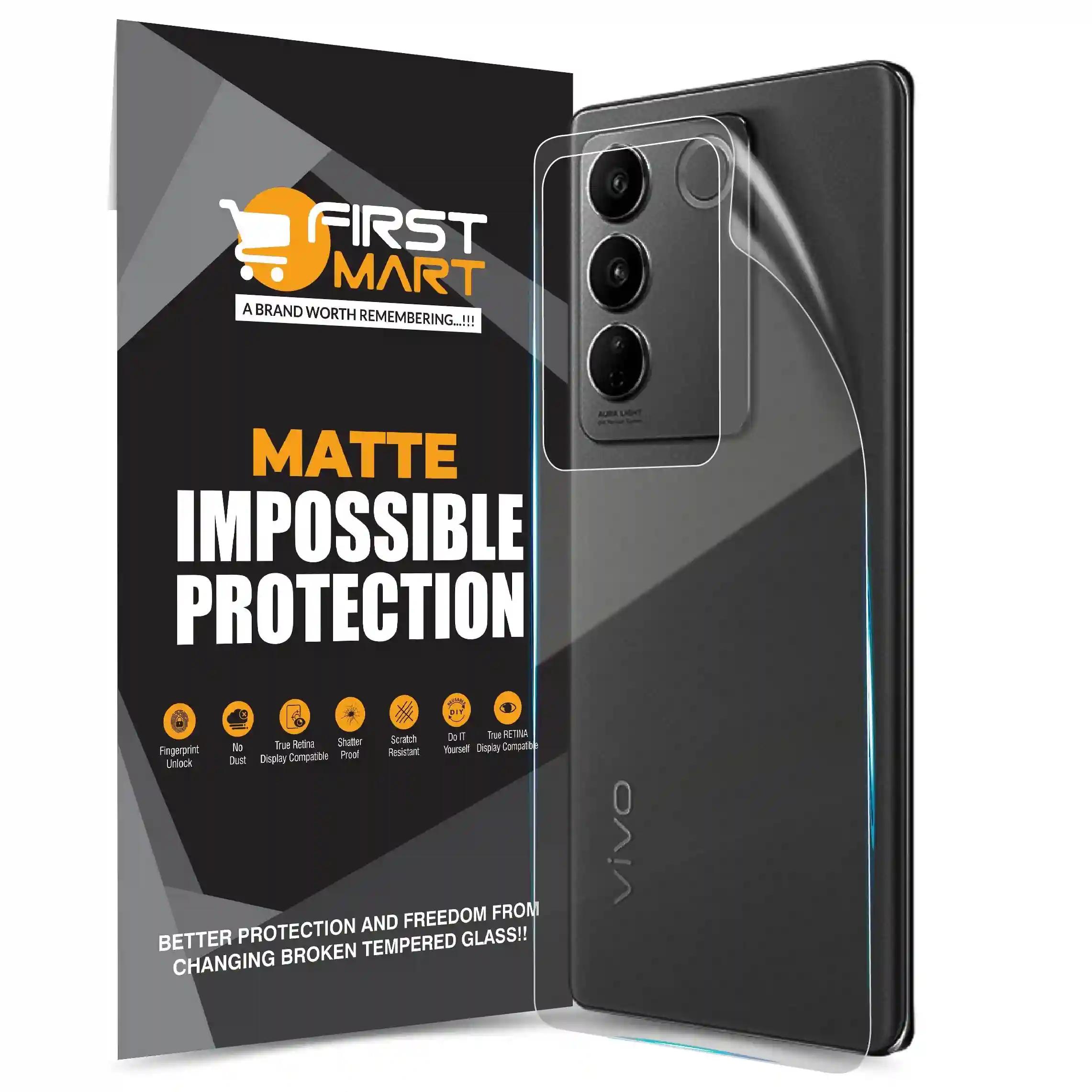 FIRST MART Screen Protector for Vivo V27 5G - Back Nanofiber Unbreakable Membrane Case Friendly Full Edge to Edge Screen Coverage & Installation Kit (Matte)