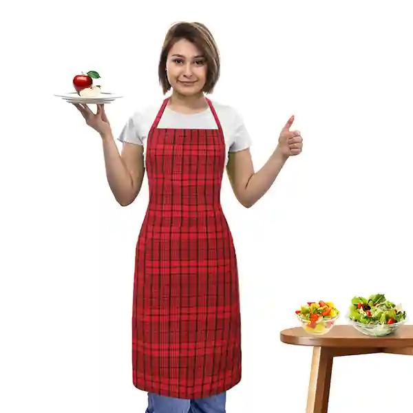 Oasis Red Mini Checked Cotton Kitchen Apron |Free Size | Comfortable To Wear With Center Pocket |Pack Of 1