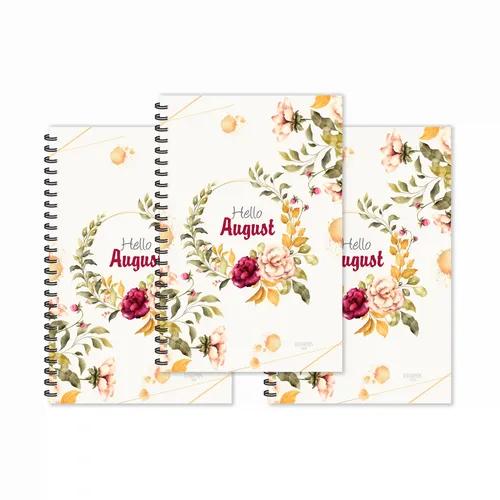 Floral Hello August Month Designer Ruled Diaries - Pack Of 3