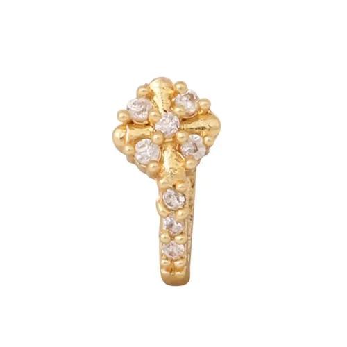 AD CZ Flower Pressing Golden Nose Pin (1 CM)