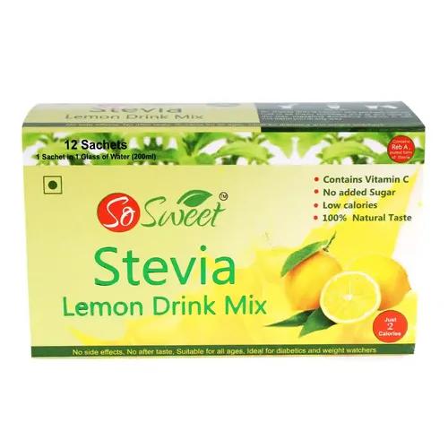 So Sweet Stevia Lemon Instant Drink Mix Sugar Free | Zero Calories| Enrich with Vitamin C