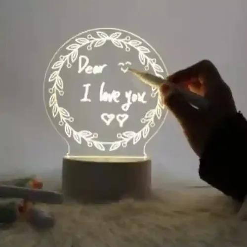 Led 3D Creative Visualization Acrylic Light Table Light Writing Message Board For Keeping Notes, Messages, Greetings Smart Usb Connected Writing Notes For Home Office Erasable Board