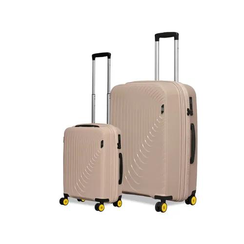 EUME Wanderer Cabin 55 Cm And Check-In Large 76 Cm Luggage Trolley Bags For Travel |Polypropylene (Pp) 8 Silentrun Wheels Suitcase - Set Of 2 (Champagne Gold)