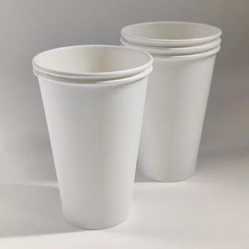 PARICOTT -330ml Plain White Disposable Paper Cups for Hot & Cold Beverages