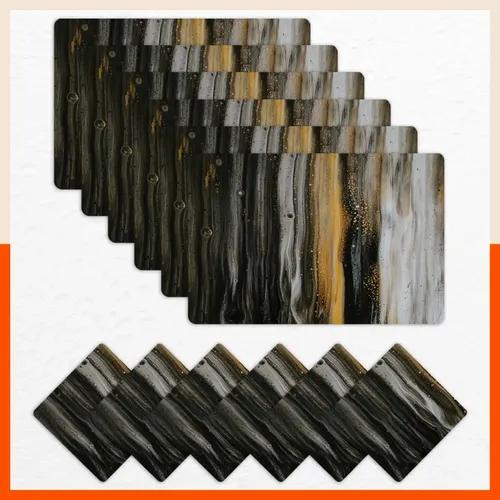 Polypropylene Table Mats & Coasters for Dining Table at Home (Auburn - Set of 6)