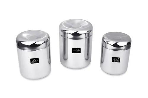 InKitch Stainless Steel Containers for kitchen with Lid | Kitchen Containers Set/Ubha Dabba/Vertical Utility Canisters/Ideal for Kitchen Storage/Durable and Stylish