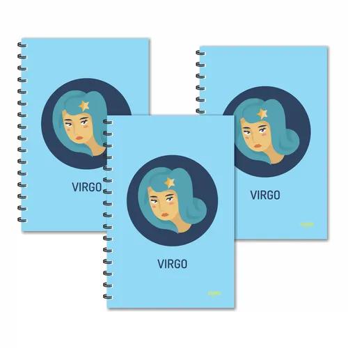 Virgo Zodiac Designer Ruled Diaries - Pack Of 3