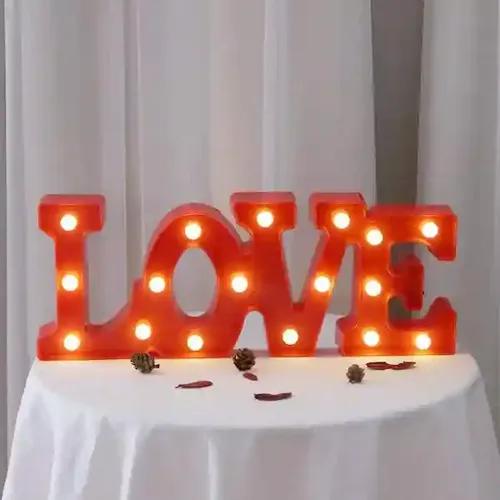 Kunya 3D LED Table Love Marquee Indoor Night Light Lamp for Home Decoration, Birthday, Party Candle