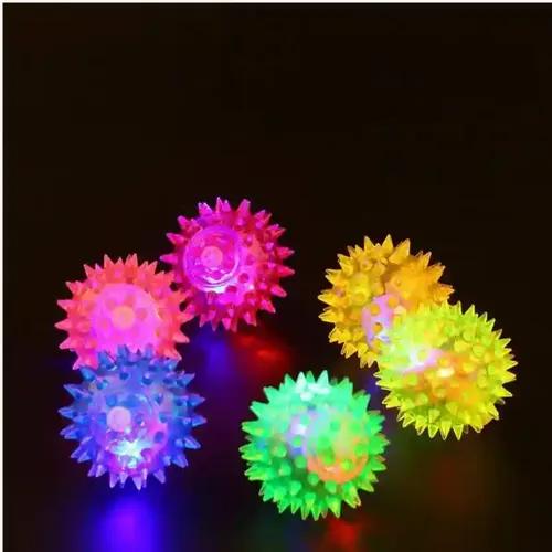 PSK PET MART Led Whistle Squeaker Sound Ball Puppy Dog Cat Pet Chew Playing Rubber Ball Toy -4 Pieces (Set)