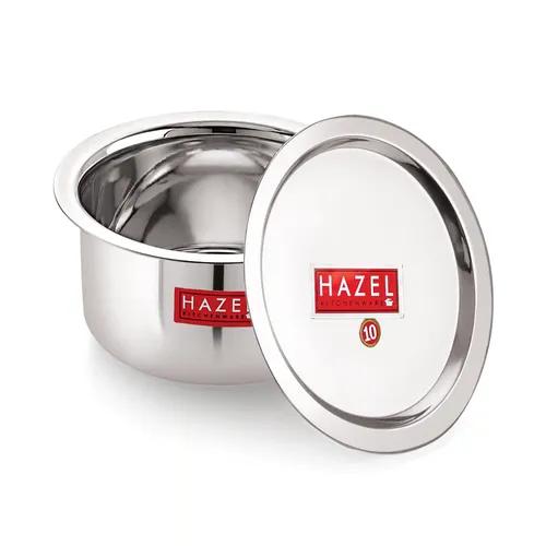 HAZEL Utensils Set for Kitchen | Steel Tope Set with Lid & Round Bottom I Boiling Vessels, Multipurpose Steel Bhagona, Silver