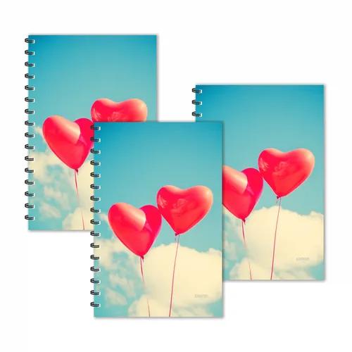 Love Heart Balloons Ruled Diaries - Pack Of 3