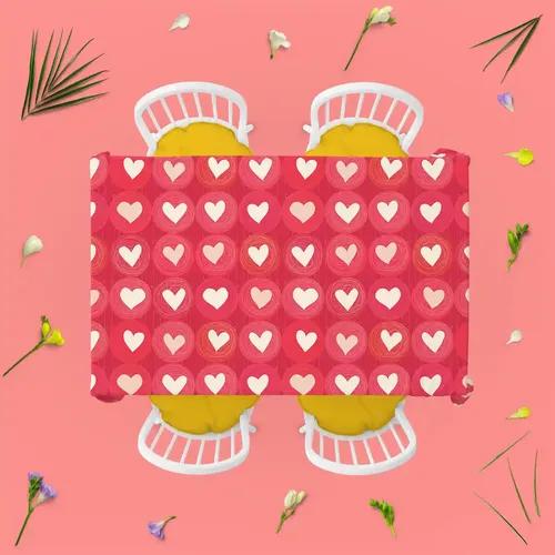 ArtzFolio Hearts | Table Cloth Cover for Dining & Center Table