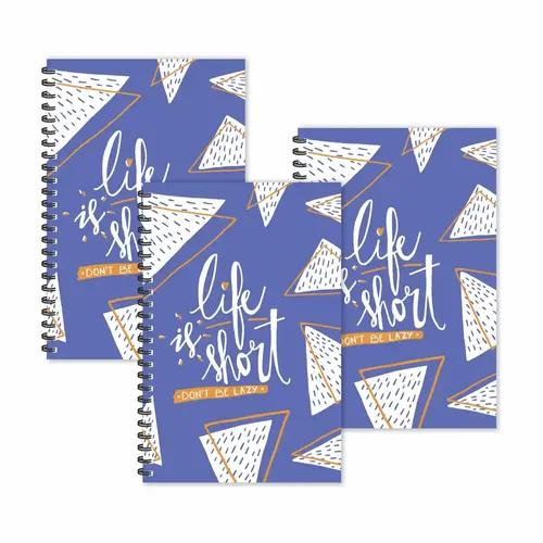 Life Is Short Don't Be Lazy Motivation Ruled Diaries - Pack Of 3