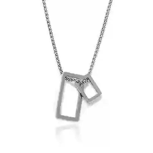 Claasic Double Reactangular Pendant with Silver Chain