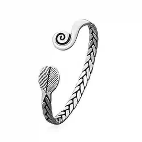 Simple Silver Men's Kada with Intricate Design