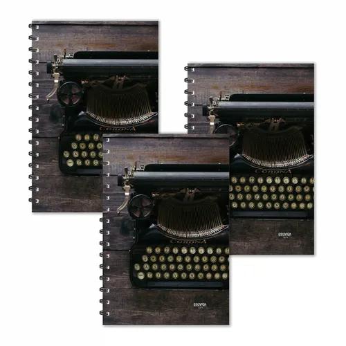 Golden Vintage Typewriter Ruled Diaries - Pack Of 3