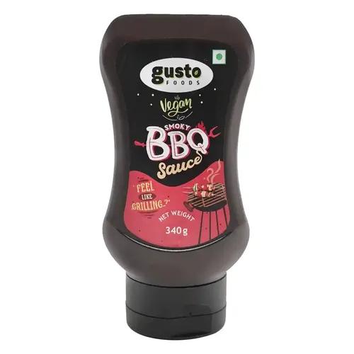 Gusto Foods Spicy Smokey BBQ Sauce (340g) | Tangy Hot Barbeque Sauce | Grilled American Flavour BBQ Hot Sauce | Perfect on the Barbeque Grill | Made with Fresh Ingredients | Dip or Spread Ready To Use