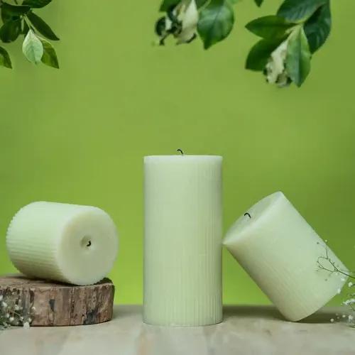 Ribbed Pillar Candle Set - (Pack of 3)