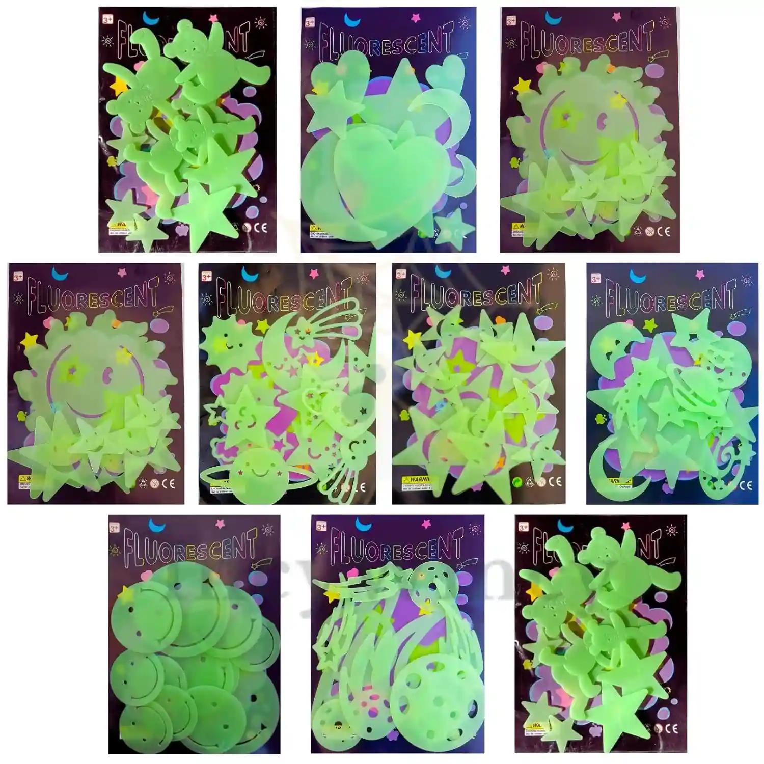 IncyWincy Glow in The Dark Radium Stickers (10 Packs), Birthday Return Gift for Kids all age group in Bulk (Assorted)