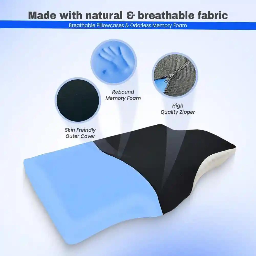 Sleepsia Cervical Gel Infused Memory Foam Pillow, Cervical Sleeping Pillow For Neck & Shoulder Pain - Orthopedic Pillow, Neck  Pillows For Side & Back Sleepers (Black/White)