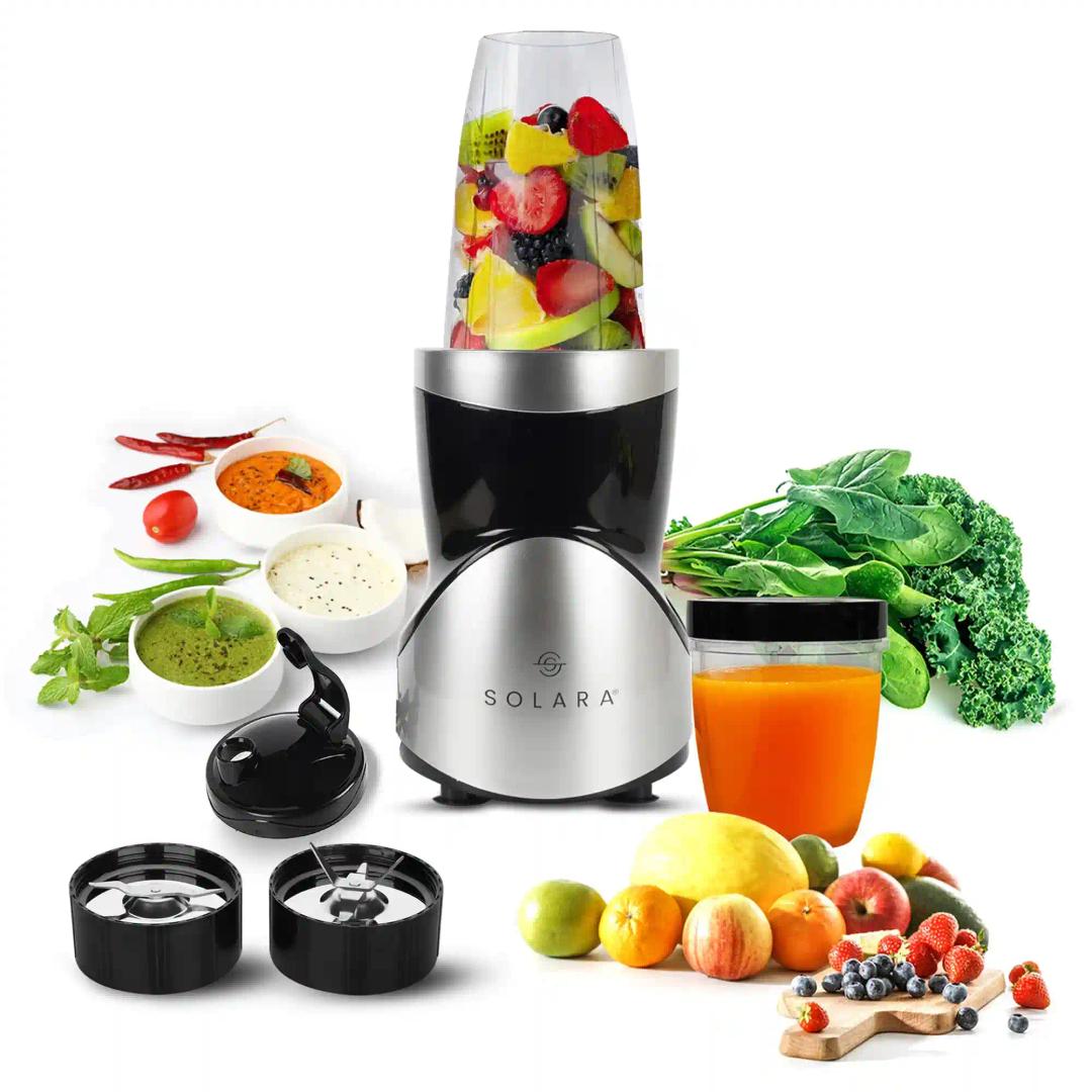 SOLARA BlendEasy Blender for Home Kitchen, 400 Watts Mixer Grinder, Juicer Machine, Blender for Smoothie and Juices with 2 Stainless steel Blades (Wet & Dry Blades), 2 Jars | Silver