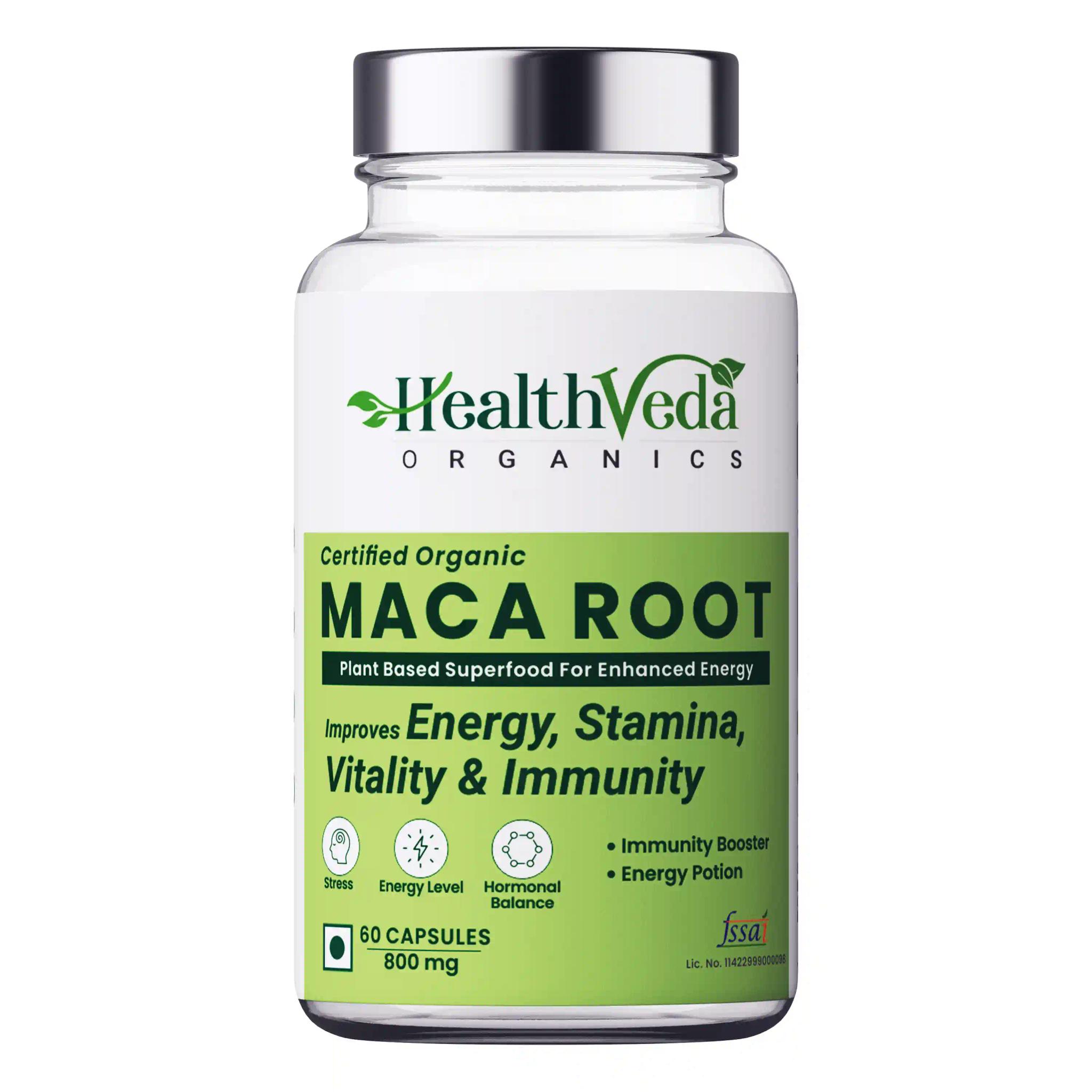 Health Veda Organics Maca Root Capsules for better Reproductive Health & Enhanced Performance, 60 Veg Capsules