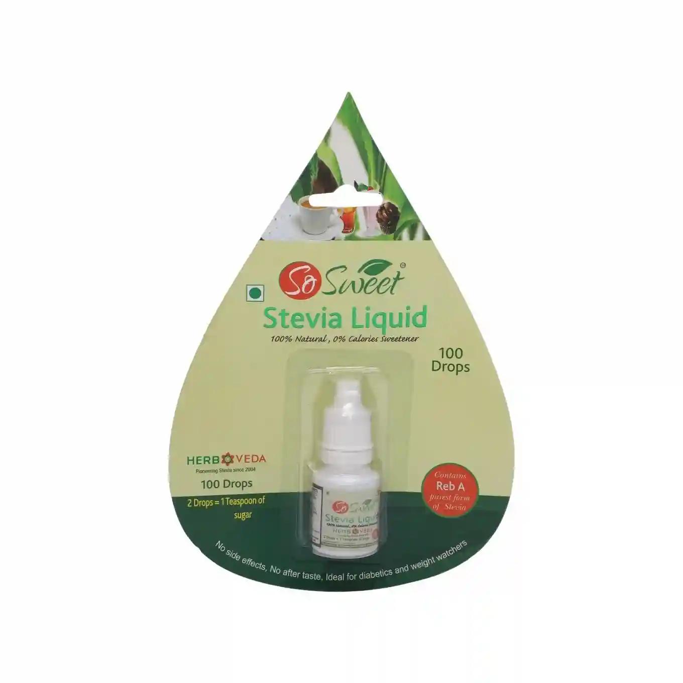 So Sweet Stevia Liquid Sugar Free 100 Drops - 5ml | Zero Calorie | Diabetic Friendly