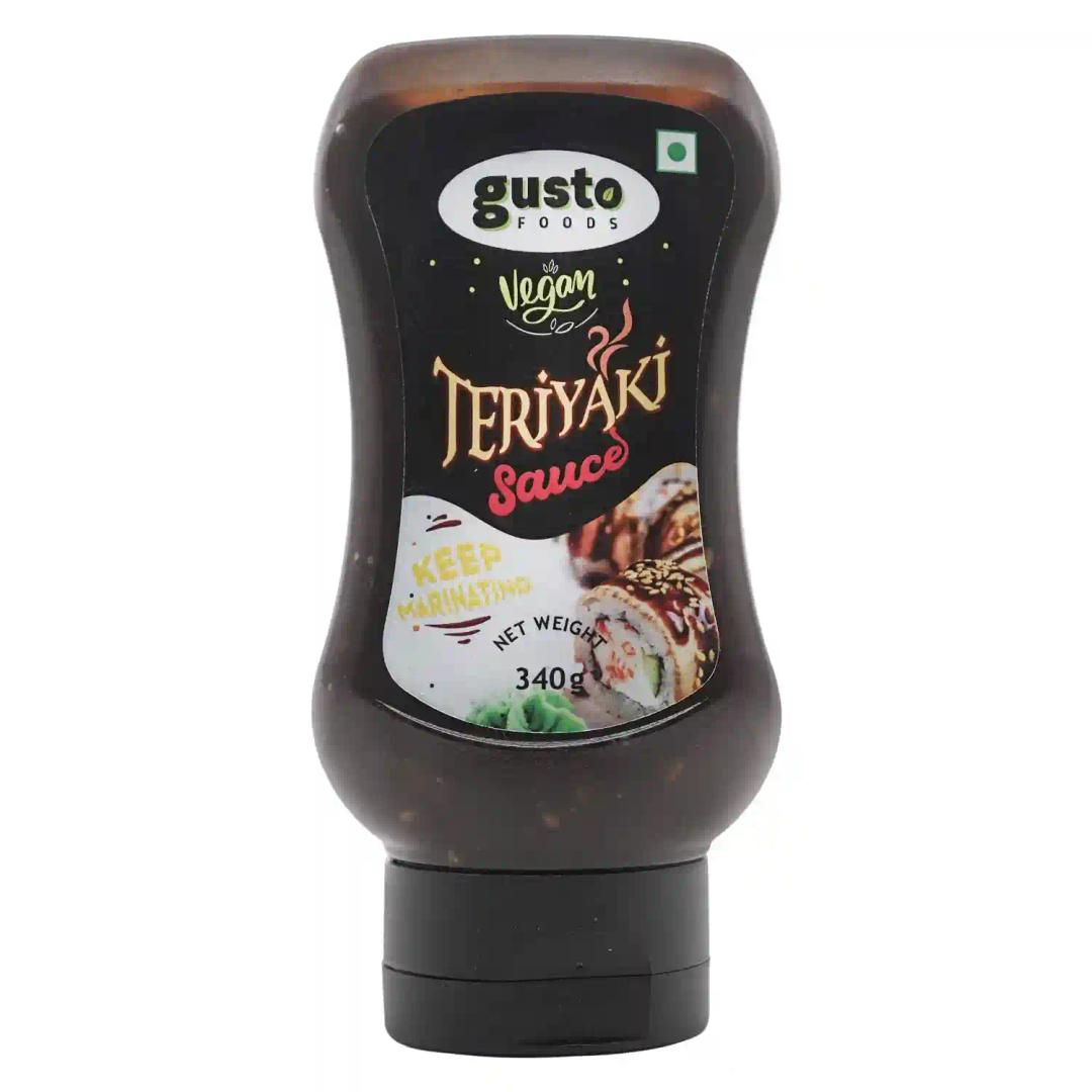 Gusto Foods Premium Vegan Japanese Teriyaki Sauce - Perfectly Balanced Sweet & Sour Marinade and Zingy Dipping Sauce with Umami and Sesame Flavors for a Delicious Flavor Boost - 340 grams