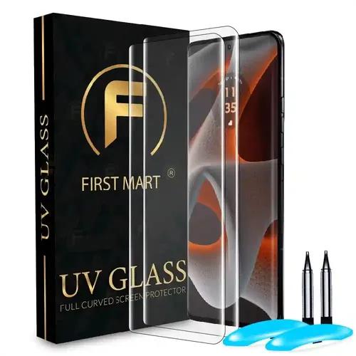 FIRST MART Tempered Glass for Motorola Edge 50 Pro 5G with Edge to Edge Full Screen Coverage and Easy UV Glue Installation Kit, Pack of 2