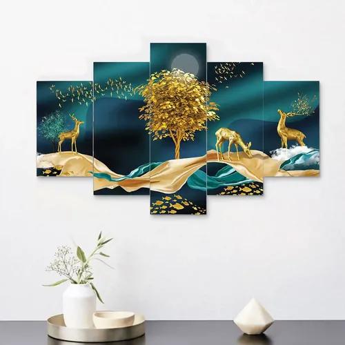 Framed Wall Painting For Home Decoration Pack of 5 (119.5 x 60 Cm)- Pattern 126