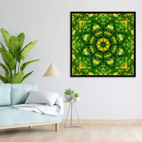 ArtzFolio Spring Mandala Flower | Premium Canvas Painting for Bedroom & Living Room | Black Wood Frame | 12 x 12 inch (30 x 30 cms)