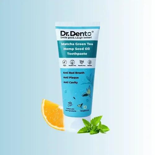 Dr.Dento Matcha Green Tea Toothpaste 125Gms|Organic and Natural Ingredients | Vegan, SLS & Fluoride Free | Teeth Whitening Toothpaste (Enamel Safe) | N-Hap & Theobromine for Remineralisation