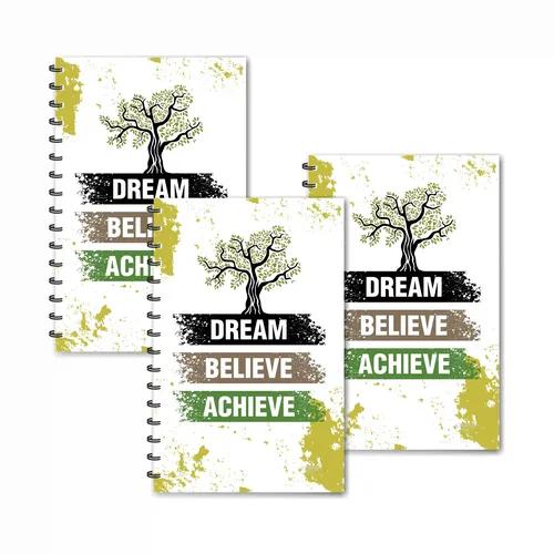 Dream Believe Achieve Tree Theme Designer Ruled Diaries - Pack Of 3