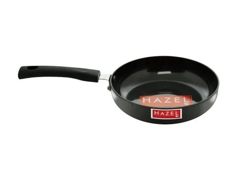 HAZEL 3 mm Hard Anodised Frying Pan Aluminium Anodized Fry Pan, Black (1300 ML, Non Induction)