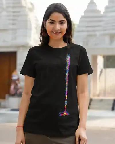 Color Cascade Women's Holi Tee | 100% Premium Bio Wash Cotton T-Shirts - S  (Black)