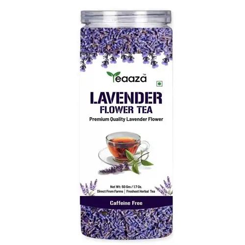 Teaaza Organic Lavender Tea Calming Lavender Flower Tea for Relaxation and Wellness Support Promotes Good Sleep, Stress Relief | Improves Immunity | Soothing Tea for Relaxation | For Glowing Skin | Flower Based - Vegan - GMO-Free - Caffeine-Free Tea- 100% Natural | Reusable Pet Jar Pack of 1 - 30+ Cups (Pack of 1)