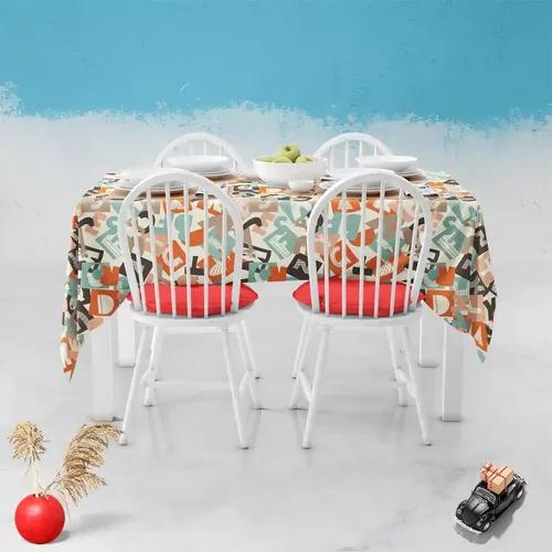 ArtzFolio Alphabet | Table Cloth Cover for Dining & Center Table | Washable Waterproof Polyester Fabric | 4-Seater Table; 42 x 63 inch (107 x 160 cms)