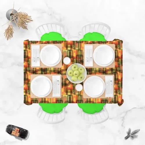 ArtzFolio Thoughtful Design D1 | Table Cloth Cover for Dining & Center Table | Washable Waterproof Polyester Fabric | 4-Seater Table; 42 x 63 inch (107 x 160 cms)