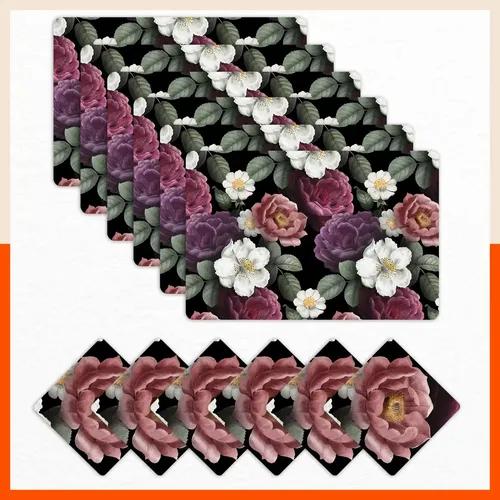 Polypropylene Table Mats & Coasters for Dining Table at Home (CAMELLIA - Set of 6)