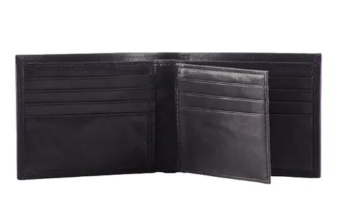 TALIA - Tuscon Slimfold Leather Wallet with Fixed Center Wing ID - Black