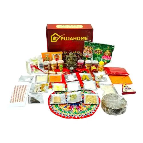 Pujahome Ganesh Puja Samagri Kit for Ganesh Pujan/Ganpati Pooja Kit/Ganesh Chaturthi Puja/Ganesh Pooja with Mitti(Clay) Ganesh Murti(42 Items)