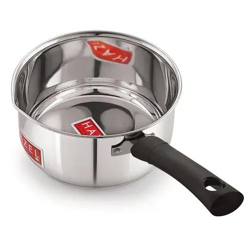 HAZEL Induction Bottom Sauce Pan Stainless Steel Saucepan Deep Bottom with Handle Induction Base for Tea Milk Maker Vessel Cooking, 16.1 cm, 1650 ML