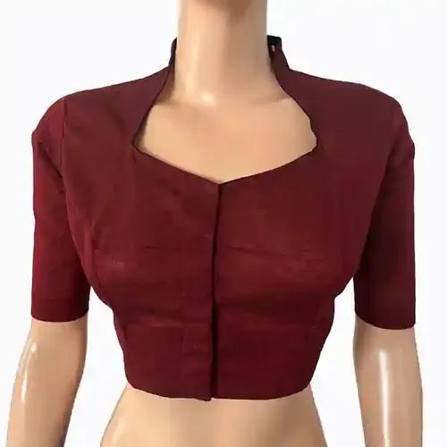 South Cotton High neck Blouse - Maroon S