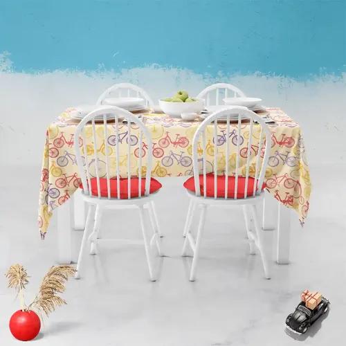 ArtzFolio Biking | Table Cloth Cover for Dining & Center Table | Washable Waterproof Polyester Fabric | 4-Seater Table; 42 x 63 inch (107 x 160 cms)